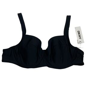 DKNY Balconette Molded Underwire Bikini Top Black XXL New